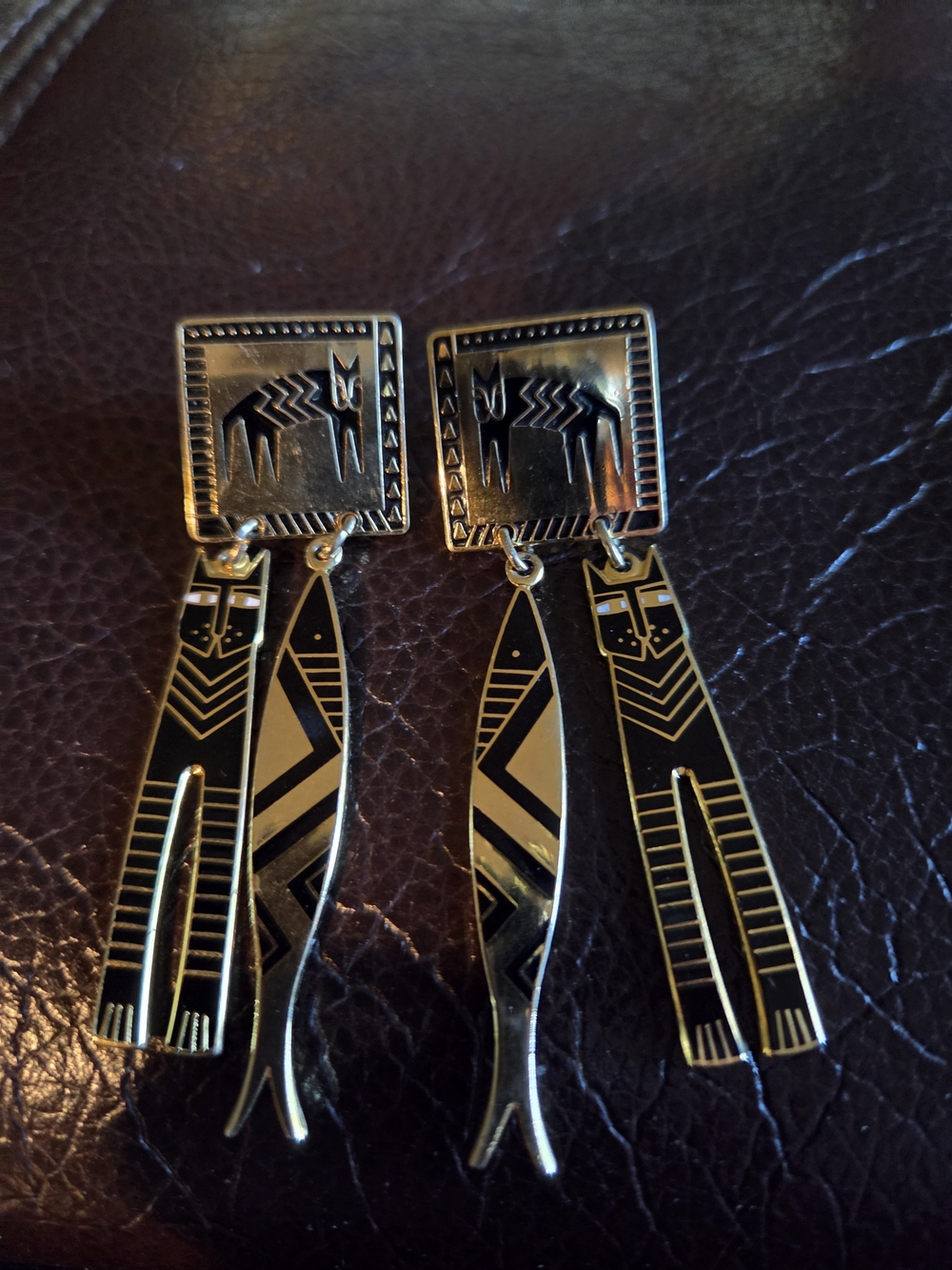 Laurel Burch Gold-Tone Southwestern Dangle Earrings